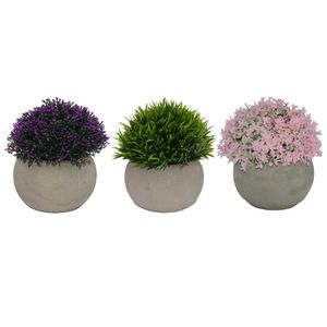 UNUS® Kunstpflanzen in Betontöpfen 3er Set künstliche Pflanzen mit Töpfen