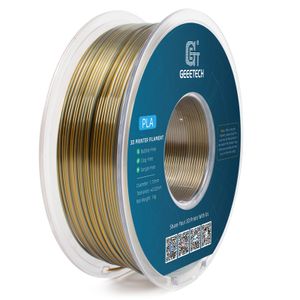 Geeetech Seiden-PLA-Filament fuer 3D-Drucker, 1,75 mm Filament Rolle, Massgenauigkeit +/- 0,03 mm, Druckmaterialien, 1 kg Spule【Gold + Silber】