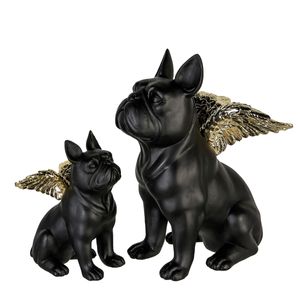 Casablanca figúrka, buldog, "Flying Bulli", buldog, motív krídla, syntetická živica, čierna, , d. 19 cm, š. 14 cm, v. 24 cm 89131