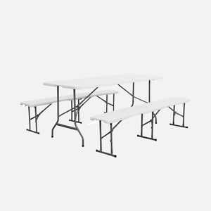 sweeek - Klappbares Partytisch-Set aus Kunststoff 180 cm - Weiß