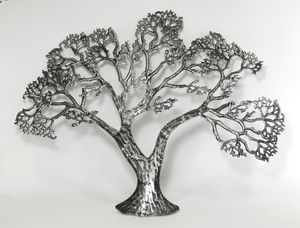 Gilde Wandrelief Baum aus Metall, 78 cm, schwarz-silber