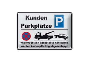 Blechschild Parken 30x20cm Parkplatz Kunden widerrechtlich Deko Schild