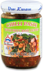 [ 200g ] POR KWAN Chili Paste mit Basilikum / Chilli Paste with Holy Basil