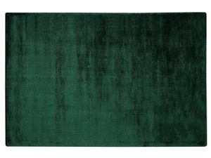 Teppich Dunkelgrün Viskose 140x200 cm Kurzflor Rechteckig mit Baumwoll-Unterseite skandinavischer Stil
