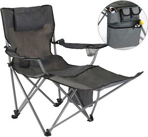 HI Luxus Campingstuhl mit Fußstütze Anthrazit – 120kg Traglast, 600D Oxford-Stoff, inkl. Kühlfach & Getränkehalter (60x88cm, 4,25kg)