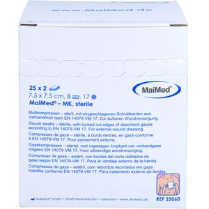 MaiMed Mullkompressen steril 8- lagig 50 Stück 7,5 cm x 7,5 cm