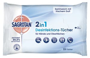 Sagrotan 2in1-Desinfektionstücher für 15er