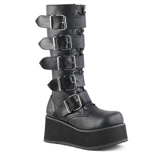 TRASHVILLE-518 DemoniaCult Dámske pánske topánky s remienkami na platforme čierna koža optika