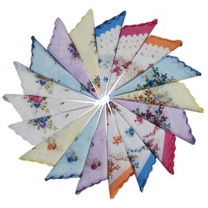 ( Zufällige Farbe ) 10er Set Damen Taschentücher Blume Stofftaschentücher Baumwolle