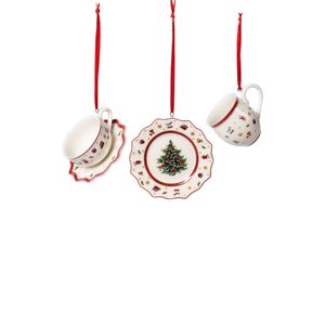 Villeroy & Boch Toy's Delight, Spezifisches Weihnachtsornament, Porzellan, Grün, Rot, Weiß, 3 Stück(e), 63 mm, 155 g