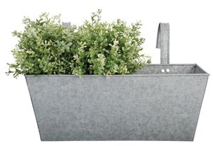 5 Stück Esschert Design Balkonkasten aus verzinktem Metall, 40 x 15 x 15 cm, 7500 ml, Antikzink-Blumenkasten mit Einhängehaken, geschlossener Boden