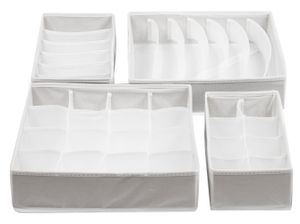 Schubladen Organizer 4er Set, 32x32x9 cm, weiß