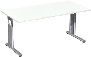 C-Fuß Flex Schreibtisch, gerade, verschiedene Größen und Farben, FarbeNachbildung:Weiß, Größe Tischplatte:160 x 80 cm
