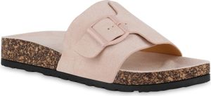 VAN HILL Damen Pantoletten Sandalen Schnallen Profil-Sohle Schuhe 841089, Farbe: Rosa, Größe: 37