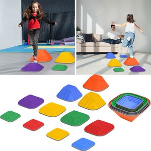 LZQ Balancesteine für Kinder - 11 strapazierfähige, rutschfeste Steine fördern das Gleichgewicht und die motorischen Fähigkeiten von Kleinkindern, drinnen und draußen, Balanciersteine