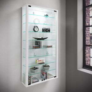 Vitrosa Maxi Vitrinenschrank wandhängend mit 2 Glastüren und Licht weiß.