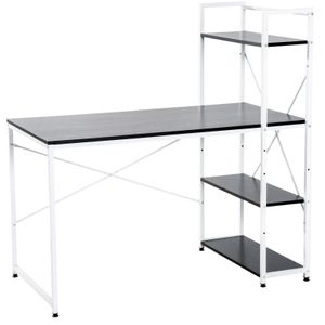 HOMCOM Schreibtisch Computertisch Arbeitstisch Bürotisch mit Regal Weiß+Schwarz 120x64x121cm