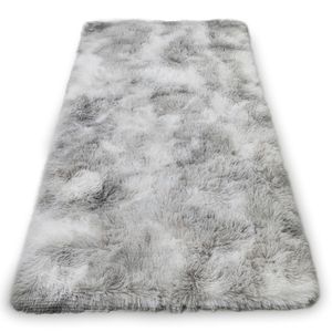 Hochflor Teppich wohnzimmerteppich Langflor 160 x 230 cm - Teppiche für Wohnzimmer flauschig Shaggy Schlafzimmer Bettvorleger Outdoor Carpet Grau – Weiß