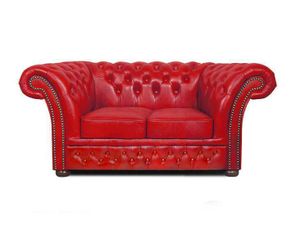Chesterfield Sofa Winfield Basic Luxe Leder 2-Sitzer Rot