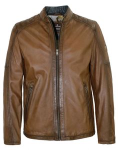 Milestone - Herren Lederjacke Lammnappa mittelbraun antik : 56