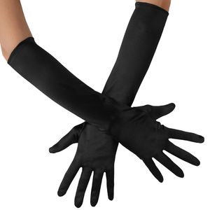 Lange Satin-Handschuhe - schwarz