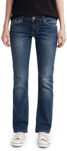 Mustang - Soft Perfect - Damen 5-Pocket Jeans, Komfortable Sissy Straight (0550-5032), Größe:W28/L32, Farbe:Dark scratched used (582)