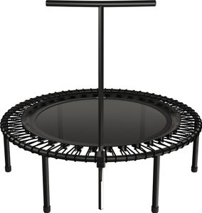 bellicon Fitness Trampolin 112cm (Schwarz) mit Seilring-Federung bis 200kg (Ultra Stark) | Praktische Klappbeine & T-Stange | Dreiteiliger Rahmen |  Germany