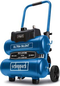 Scheppach Kompressor HC20Si-Twin Ultra-Silent Druckluftkompressor Doppeltank | 750W |10bar | 20L | ölfrei | Ansaugleistung 200 L/min | 54 db
