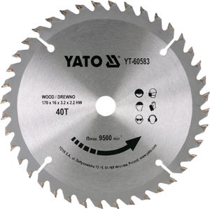 Pilový řezný kotouč na dřevo Yato YT-60583, 170 x 16 mm 40z