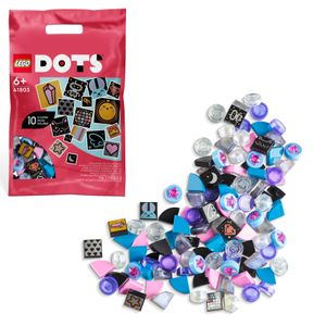 LEGO 41803 DOTS Ergänzungsset Glitzerpracht für Armbänder, Bastelset für Kinder, DIY Taschenanhänger, Informationstafel und Ablagefächer mit extra Steinchen
