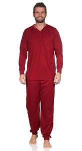 Herren Pyjama Shirt & Hose Schlaf-Anzug Nachthemd,  Rot/XL/52