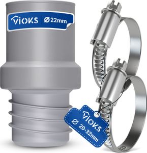 Ablaufschlauch Endstück 22mmØ Abflussadapter + 2x Schellen 20-32mmØ für Waschmaschine