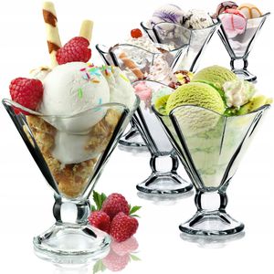 KADAX Eisbecher Glas "Tetlin", Eisschalen, Eisgläser, Dessertschalen für Desserts, Eiscremegläser, 200 ml, 6 Stück