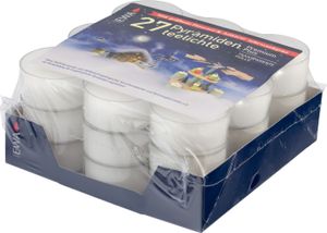 10 x EWA/JEKA - Pyramidenteelichter, 27er Set in transparenter Hülle