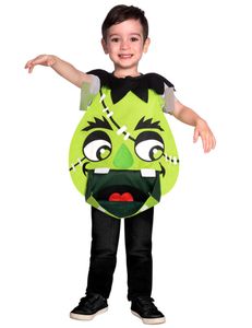 Monster-Tunika für Kinder Halloween-Kostüm grün-schwarz