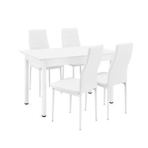 [en.casa]® Esstisch mit 4 Stühlen weiß 120x60cm Küchentisch Esszimmertisch