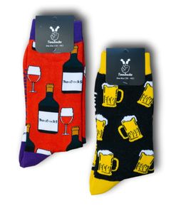 TwoSocks lustige Socken 2er-Set - Bier Socken Wein Socken Geschenk Studium, Einheitsgröße Größe 36-45