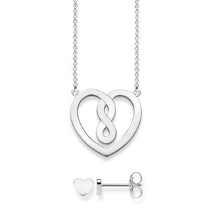 Thomas Sabo Damen-Halskette Herz mit Ohrring 925 Sterling Silber 42 cm Infinity SET0557-001-21-L42v