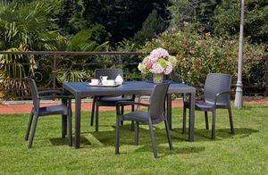 Gartenstuhl Dmoll, Gartensitz, Stuhl für Esstisch, Outdoor-Sessel in Rattan-Optik, 100 %  Italy, 54x60h82 cm, Anthrazit
