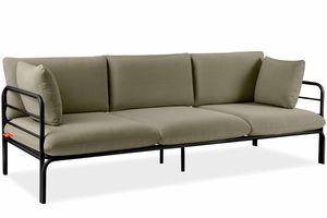 KONSIMO GARTENSOFA 3-Personen mit Kissen "RAMBE", Anthrazit/Beige, Stahl/Polyester/Schaumstoff, LOFT, 225x80x80 cm