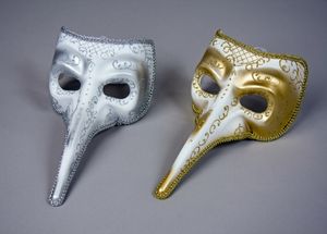 Venezianische Maske Schnabelmaske Pantalone Karneval Fasching gold