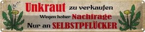 vianmo Blechschild Wandschild Metallschild 46x10 cm - Unkraut verkaufen nur an Selbstpflücker