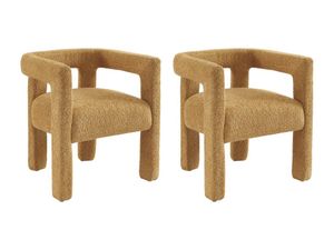 Stuhl mit Armlehnen 2er-Set - Bouclé-Stoff & Metall - Senfgelb - SOFANA von Pascal MORABITO