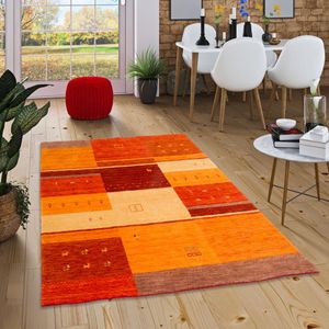 Natur Teppich Gabbeh Esta Rot Terrakotta Felder, Größe:120x180 cm