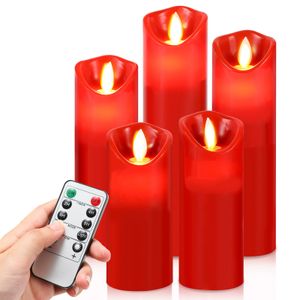 Yakimz 5er Set LED Kerzen mit Fernbedienung Flammenlose Timer LED Kerze Outdoor Elektrische Kerze für Außen