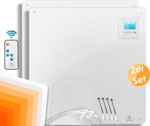KESSER® Infrarotheizung 425-550 Watt mit Fernbedienung ✓ LCD-Display Digital ✓ Timer ✓  Wandheizung ✓ Infrarot ✓ Heizung ✓ Heizkörper | Heizpaneel | Inkl.Standfüßen NEU |