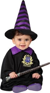 Kostium czarodzieja dla niemowląt na Halloween czarno-fioletowy