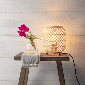 BRILLIANT Bambus Tischlampe MESA | dekorative Nature Tischleuchte mit Schnurzwischenschalter | 22 cm Höhe & 18 cm Durchmesser | E27 Fassung max. 40 W | Bambus/Metall | braun/schwarz