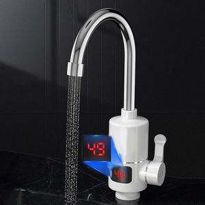 Küchenarmatur Elektrischer 3000W Durchlauferhitzer, 30-60°Wasserhahn Temperaturanzeige,360° drehbar, Haushalt, digitale Anzeige, 3-Sekunden-Aufheizung