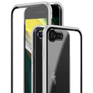 iPhone SE 2020 Hülle, Magnetischer Adsorption Metall Bumper [Kamera Objektivschutz] 360 Grad Vorne und Hinten Gehärtetem Glas Schutzhülle für iPhone SE 2020 / iPhone 7 / 8 Silber